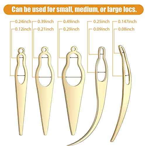 WILLBOND 5 Pcs Dreadlock Interlocking Tool for Locs with Metal Box Sisterlock Retighten Tool for Dreadlocks Interlocks Crochet Braiding Hair Tightening Maintaining Extensions Accessory£¨Gold£©