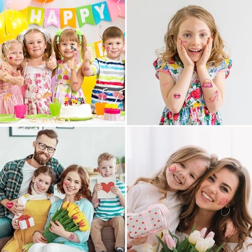 18 Sheets Pink Temporary Tattoos for Girls, 110+ Styles Hand Face Tattoo Stickers Party Favor Party Supplies Gift For Kid Boy Girl Adult Pretty Christmas Gift