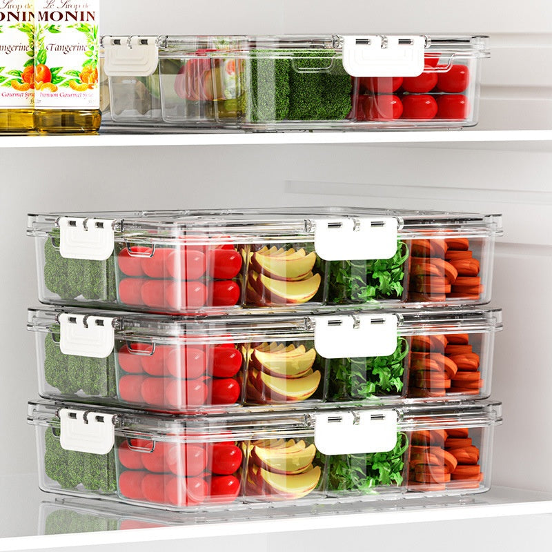 Food Storage Container 8-Grid Transparent Sealed Box Food Grade Kitchen Organizer