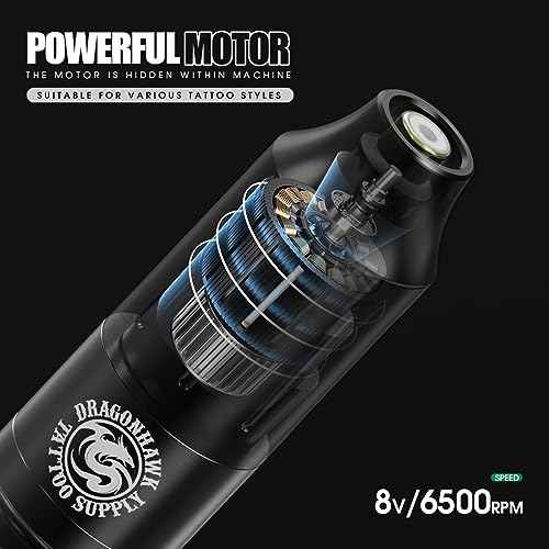 Dragonhawk Tattoo Gun Kit Wireless Tattoo Machine Beginner Tattoo Kit Complete Tattoo Pen Kit Pro Cartridges Tattoo Supplies W085D