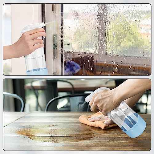 Glass Spray Bottles with Silicone Sleeve Protection, Empty 16 oz Refillable Containers, Reusable Spray Bottles with Adjustable Nozzle for Hair, Cleaning Solutions, Essential Oils 1 Pack Blue