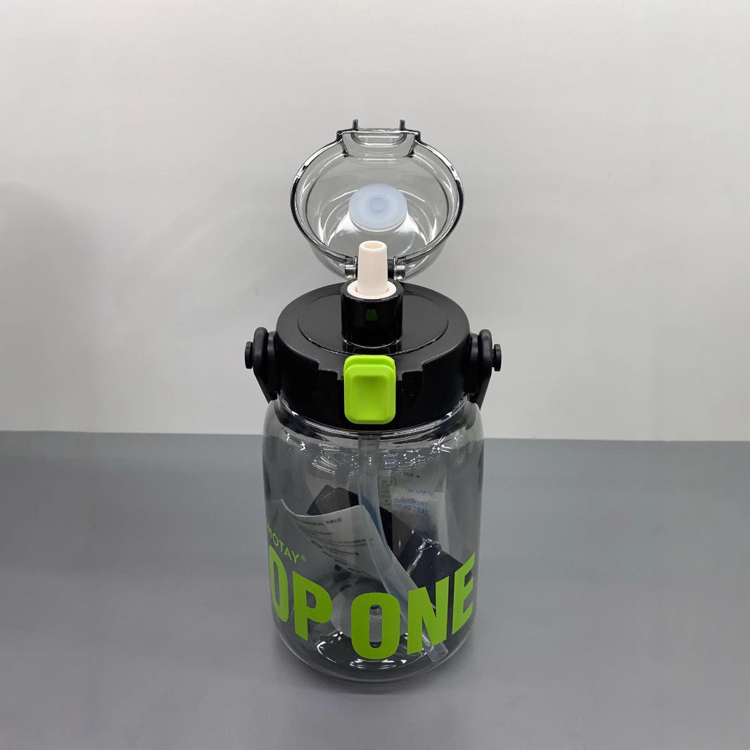 Leak-Proof Drop-Resistant Large Capacity Plastic Water Cup with Straw