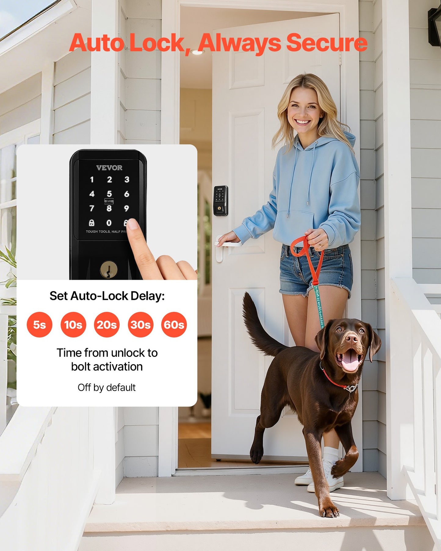 Keyless Entry Door Lock - Touchpad Electronic Deadbolt with Customizable Codes - Matte Black