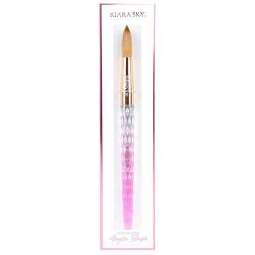 Kiara Sky Acrylic Brush #20 - Pink | 100% Pure Kolinsky | Crystal Cut Handle and Acetone Resistant