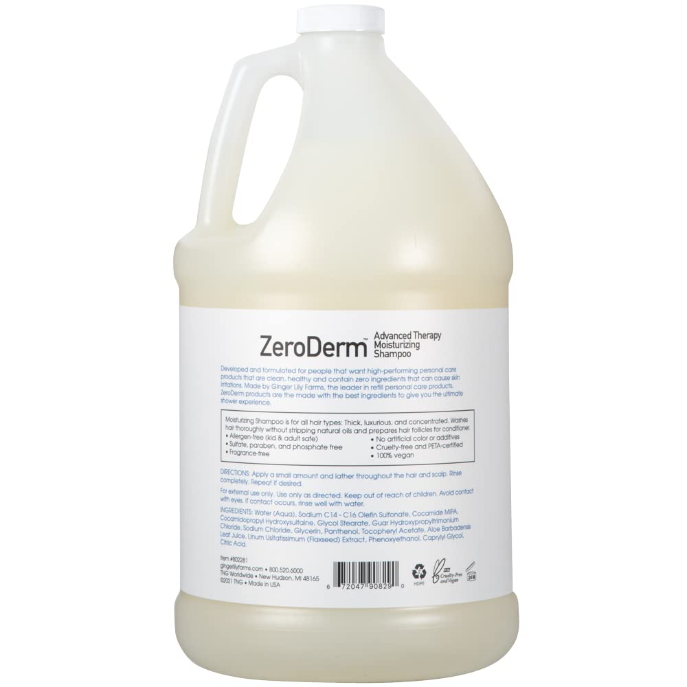 Ginger Lily Farms Botanicals ZeroDerm Advanced Therapy Body Wash + Shampoo + Conditioner Bundle, 1 Gallon Each