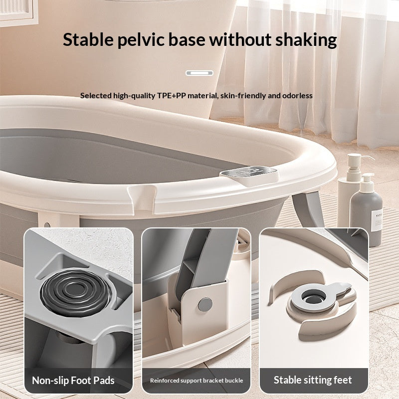 Large Portable Folding Baby Bathtub - Household Plastic Bath for Newborns