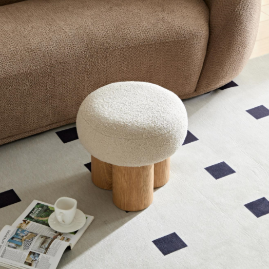 W8017-1 Mushroom Stool, Grieg Plush Cushion, Wooden Barrel PVC Pipe,