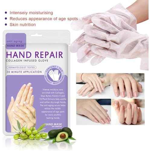 Generic Hand Mask Moisturizing Glove 5 pack, Hand Peel Mask Exfoliating Gloves, Hand Repair Glove for Dry Hands Treatment, Remove Dead Skin, Rough Skin, purple
