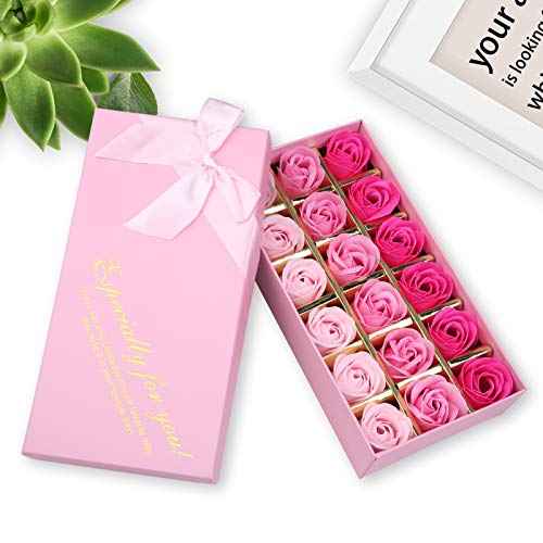 36 PCS Floral Scented Bath Soap Rose Flower Petals, 2 Pack Plant Essential Oil Rose Soap Set, Best Gifts for Her Women Girls Mom Lover Birthday Valentine Christmas (Pink)