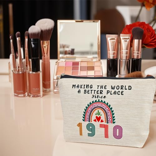55th Birthday Gifts for Her Women, Happy 1970 55th Birthday Decorations Makeup Bag, Anniversary 55 Year Old Gift Ideas for Wife, Sister, Mom, Aunt, Cosmetic Travel Pouch for Mothers Day, Christmas