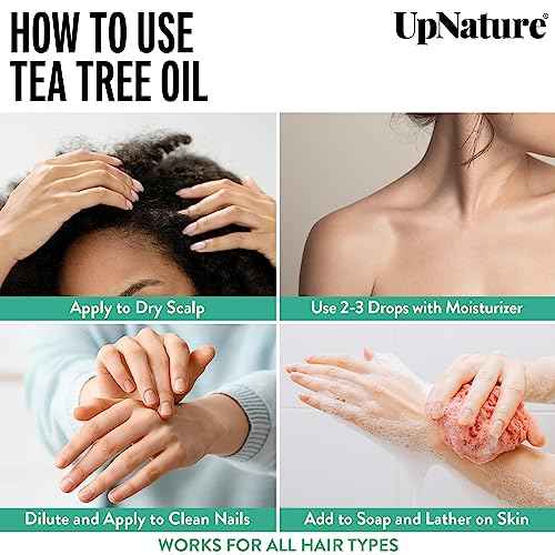 UpNature Organic Tea Tree Oil - 100% Pure Tea Tree Oil for Skin, Hair, Toenail, 2oz
