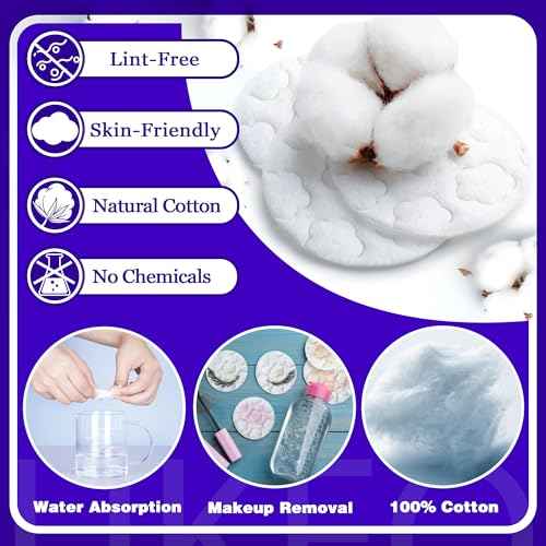 Premium Cotton Pads for Face, 300 Count Round Makeup Remover Pads, 100% Pure & Natural Organic Cotton Rounds, Lint-Free Facial Pads Cleansing Cotton (100 Count (Pack of 3))