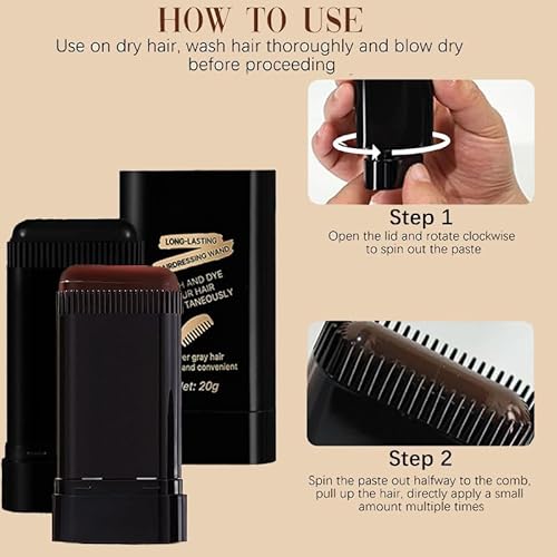 2Pack Safe and Convenient Comb Hair Dye, Portable Hair Dye Comb For Gray Hair Coverage, Waterproof and Sweat-Proof, 2 in 1 Instant Dye, for Women & Men (BROWNISH BLACK)