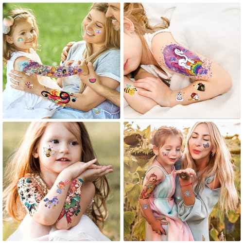 52 PCS Kids Full Arm Temporary Tattoos - Rocket Car Dinosaur Planet Astronaut & Dolphin Castle Cat Body Tattoos Stickers for Boys & Girls, Party Supplies Gifts