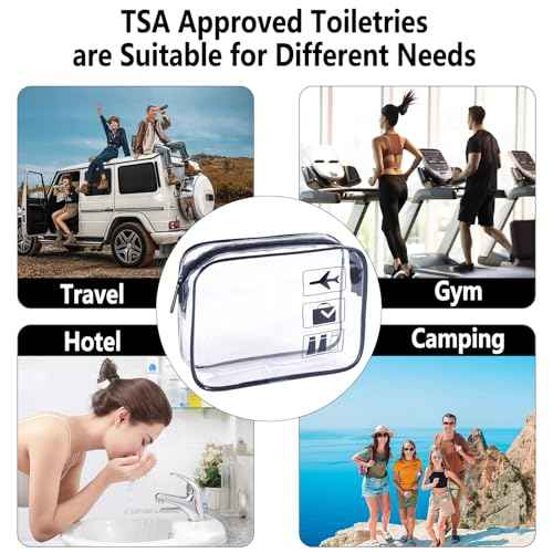 TSA Approved Toiletry Bag 3Pcs - 3 Pack Clear Travel Bags for Toiletries, Carry on Airport Airline Compliant Bag,Makeup Bags Clear Toiletry bags Quart Size Travel Bag,Black