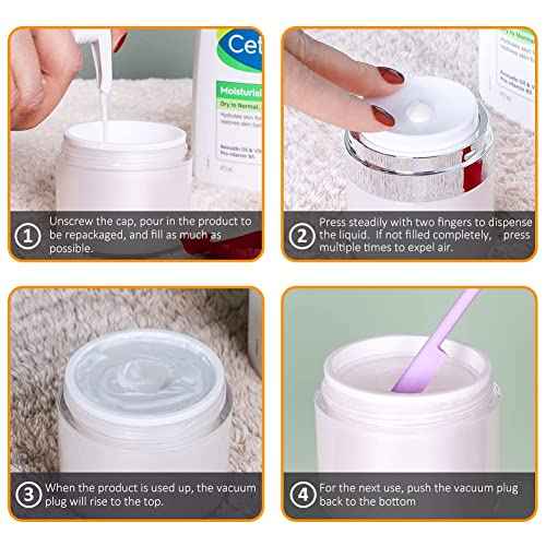 Airless Pump Jar, 1.7 oz Airless Pump Bottles, Travel Lotion Container ? Vacuum Dispenser for Cream ? Leak-Proof TSA-Friendly Design Keeps Cream Fresh ? Multi-Purpose for Lotion, Sunscreen (2 Pack)