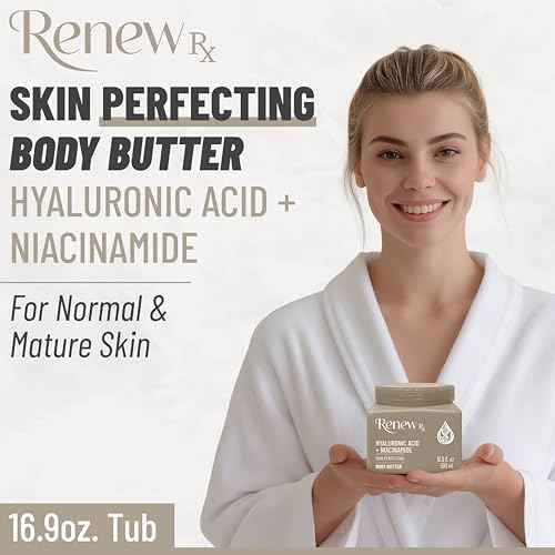 Hyaluronic Acid + Niacinamide Body Butter for Dry Skin ? Deep Hydrating Skin Care, Skin Perfecting Vegan Skincare, 16 oz