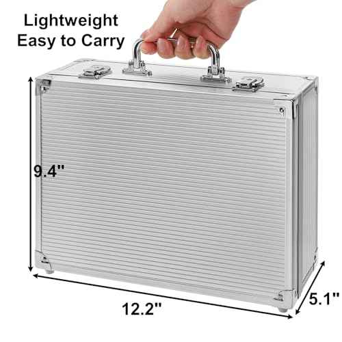 DEAYOU Tattoo Kit Box, Tattoo Machine Case with Lock Key and Sponge, Aluminum Alloy Tattoo Storage Organizer Carrying Case for Tattoo Equipment and Supplies, Makeup Tools, Travel, 12.2" x 9.4" x 5.1"