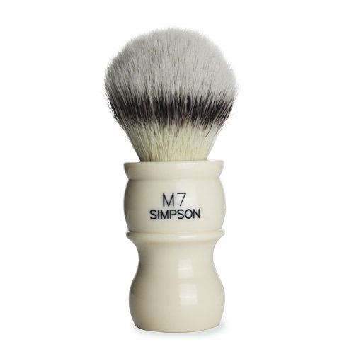 Alexander Simpson M7 Synthetic Best Hair Brush, Faux Platinum Synthetic Shaving Brush (Ivory)