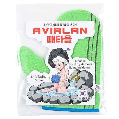 Exfoliating Glove Korean Skin Care Body wash loofah face Lip Body Scrub Dry Brushing Body Brush Foot Back Scrubber scrubbing Bathing Sponge Black Head Remover Gloves (Green)