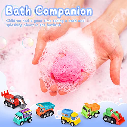 6 Pack Natural Bath Bombs for Kids Pull-Back Cars Organic Rich Foam Color Bubble Set Boys Girls Surprise Toys Christmas Gift for Toddlers