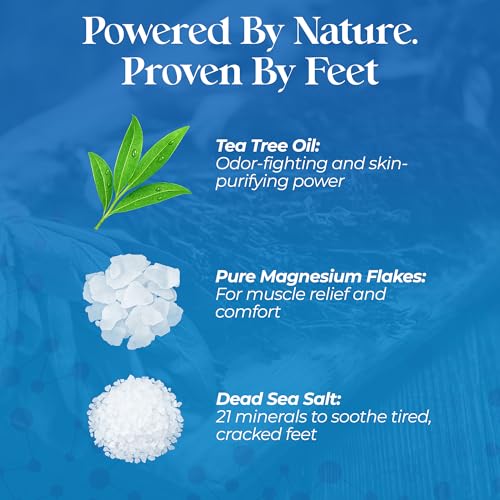 Aromasong Tea Tree Foot Soak with Magnesium Flakes and Dead Sea Foot Soaking Salts - Pedicure Tea Tree oil foot Soak for Dry Cracked Feet-Athlete's Callus Remover- Eliminates Odor- Packaging may vary