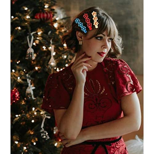 4PCS Christmas Bow Hair Clips for Women Girls Xmas Bow Hairpin Festive Hair Bows Alligator Clips Gifts (Style B)