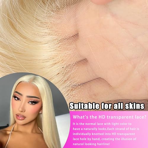 613 Lace Front Wig Human Hair 13x6 Transparent Lace 613 HD Lace Frontal Wig Straight Blonde Lace Front Wigs Pre Plucked With Baby Hair 30 Inch