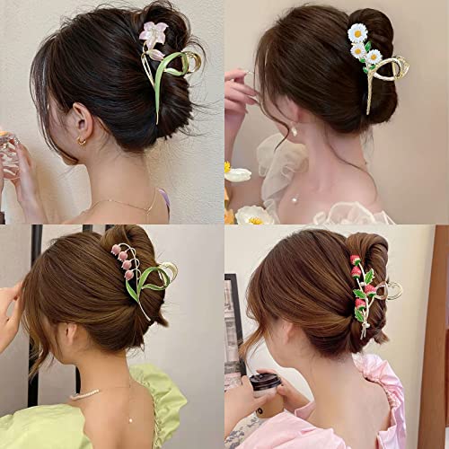 6 Pcs Hair Claw Clips for Women, Large Strong Metal Butterfly Hair Clips Flower Hair Clips for Women Thick Hair