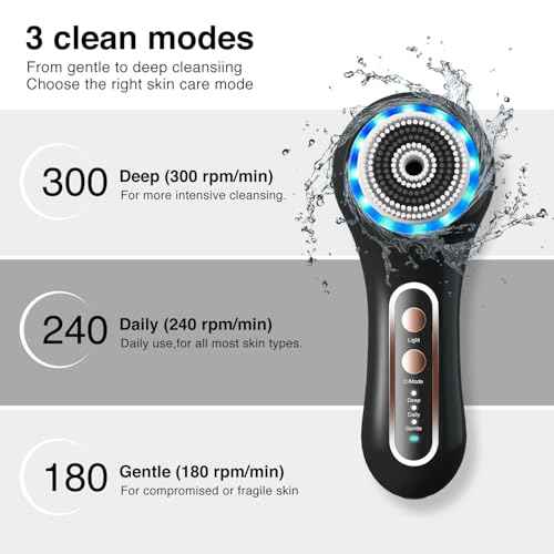 Face Scrubber Exfoliator,Facial Cleansing Brush Rechargeable IPX7 Waterproof with 5 Brush Heads,Electric Face Spin Brush for Exfoliating, Massaging and Deep Cleansing (Black+Gold)