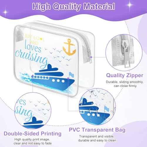 Sazuwu Cruise Gifts for Her Clear Makeup Bags with Zipper Cruise Ship Gifts Ideas Cruise Vacation Gifts Cruising Retirement Gifts Cosmetic Bag Birthday Christmas Gifts Cruise Theme Party Decorations
