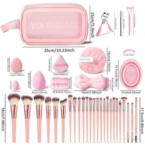 70Pcs Pink Makeup Brushes Set Professional Makeup Kit Multi-functional Makeup Tool Set with Case Facial Makeup Accessories, Foundation Makeup Brush Kit Eye and Face Make up Brushes & Tools