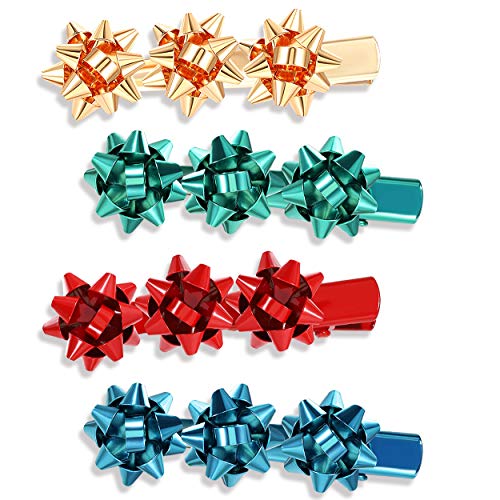 4PCS Christmas Bow Hair Clips for Women Girls Xmas Bow Hairpin Festive Hair Bows Alligator Clips Gifts (Style B)