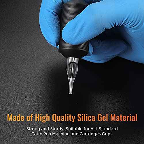 5RT Clear Tube Grips 25PCS, 1 Inch Disposable Tube Grip with Black Silicone Grips and Clear Long Tips, 5 Round Tubes for 3RL 4RL 5RL 3RS 4RS 5RS