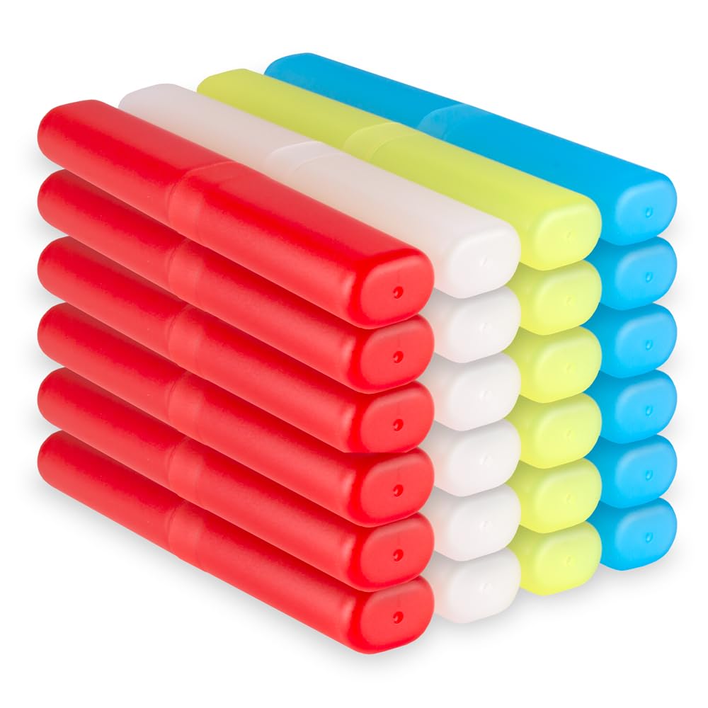 (Pack of 100) Freshmint Toothbrush 2 Piece Holder Individually Wrapped Variety of Colors (Yellow, Blue, Clear, Red)