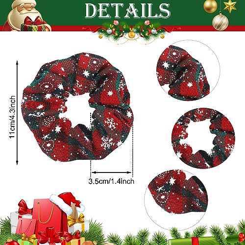 60 Pcs Christmas Scrunchies for Women Christmas Hair Scrunchies Bulk Holiday Scrunchies Velvet Soft Elastic Snowflake Ponytail Holder Plaid Christmas Scrunchie Gift Pack for Women