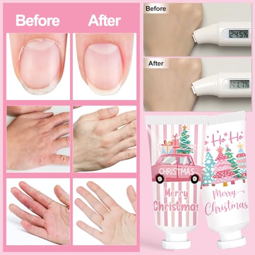 50 Pcs Christmas Hand Cream Set Christmas Hand Lotion Bulk Travel Size Winter Scented Hand Lotion for Women Mom Girls, Unique Christmas Stocking Stuffers (Pink)