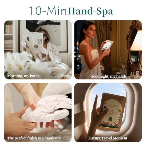 Apuree Anti Aging Hand Mask Gloves: 10-Minute Repair& Extra Moisture (5*30g)| for Severely Dry & Cracked Hands | Luxury Home SPA & 7 Peptides Collagen| All Skin Types| Vegan & Cruelty Free| Gift Set