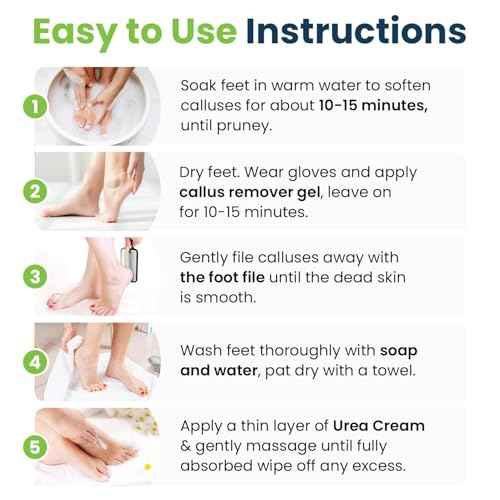 FOOT CURE Exfoliator & Callus Remover Pedicure Set ? Care Kit Includes File for Dead Skin, Tea Tree Oil Soak Salts, Urea Cream 40 Percent Removal Gel Made in USA, Ivory, 4 Piece