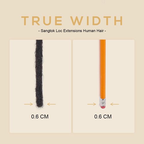 Sangtok 18 inch 40 Strands Loc Extensions Human Hair, Real 0.6cm Width Human Hair Dreads Extensions for Man/Women Full Handmade Dreadlocks Can be Dyed(1b)