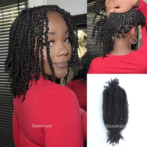 Afro Kinky Curly Human Hair Bulk Springy Twist Hair Extensions For Twist Braiding Locs Hair Pre-Separated Springy Afro Twist Human Hair Extensions 22 Inch 100g