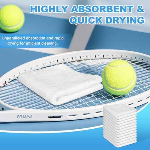 12 Pack 100% Cotton Wash Cloth, 12x12 Inch Highly Absorbent and Soft Feel Fingertip Towels, Machine Washable Washcloths for Bathroom, Gym, Hotel, Spa and Kitchen, White