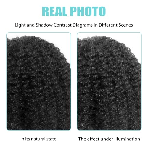 Kinky Curly Half Wig Human Hair 200% Density 24 Inch 3 In 1 Seamless Flip Over Drawstring Ponytail Headband Wig Human Hair Glueless Wear and Go 100% Human Hair Burmese Kinky Curly Half Wigs (24 inch)