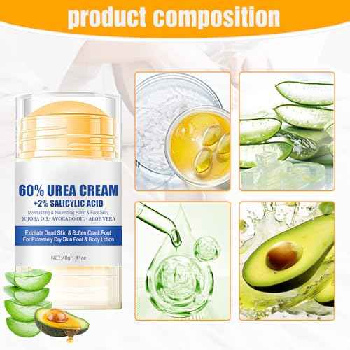 60% Urea Hydrating and Anti-Cracking Foot Cream, Moisturizing Foot Cream to Repairs and Relieves Cracking and Dryness Feet, Foot Lotion Heel Stick Repairs for Hands, Knees, Elbows (1)