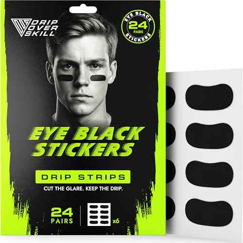 DRIP Strips Flexible Eye Black Stickers, 24 Pack, Stretch-Fit Tape, Moves With You, Breathable, Sweat-Proof, Athletic-Grade Hold for Baseball, Football, Softball, Lacrosse, Hockey, Soccer, OG Strips