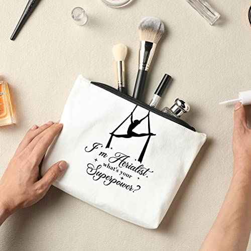Aerial Yoga, Dancer Travel Bag, Gymnasts, I'm Aerialist, What's Your Superpower? Aerial Hoop Lover Gift Dance Gifts, for Teen Girls Gymnastics Birthday christmas Gymnastics Cosmetic Bag