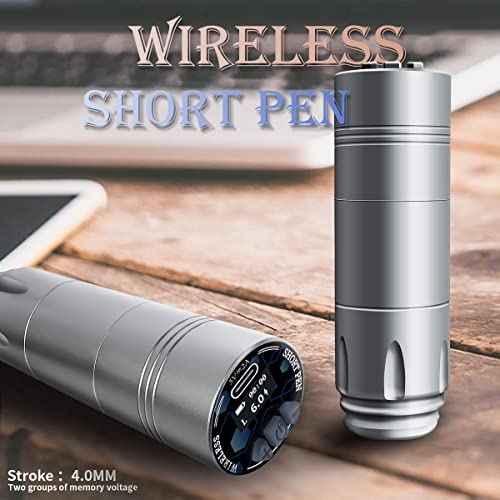 BRONC Tattoo Machine Rotary Short Pen Style Supply Coreless Motor 1,250mAh Battery Power (4.0mm Stroke) Grey