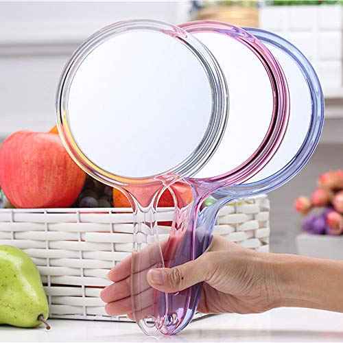 Makeup Hand Mirror, Double-Sided 3X 1x Magnifying Large Travel Handheld Mirror Cosmetic Mirror Acrylic Clear Finish Round Mirror (Clear)