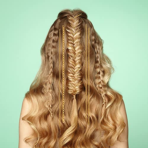 PAGOW 9Pcs Hair Clips Set - Multi-Strand Gold Head Chain, Tassel Ponytail Holders for Women and Girls, Nightclub Christmas Thanksgiving Party Accessory