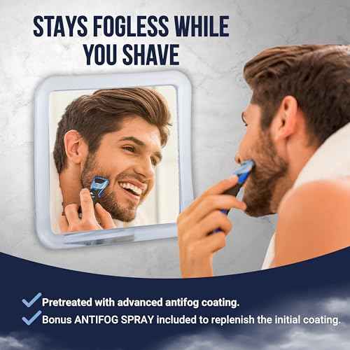 MIRRORVANA Fogless Shower Mirror for Shaving with Upgraded Suction, Anti Fog Shatterproof Surface and 360¡Æ Swivel - 6.3" x 6.3"